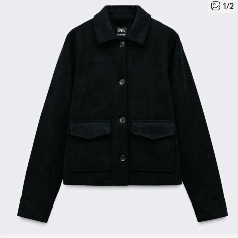 Zara Women's Black Jacket Faux Suede